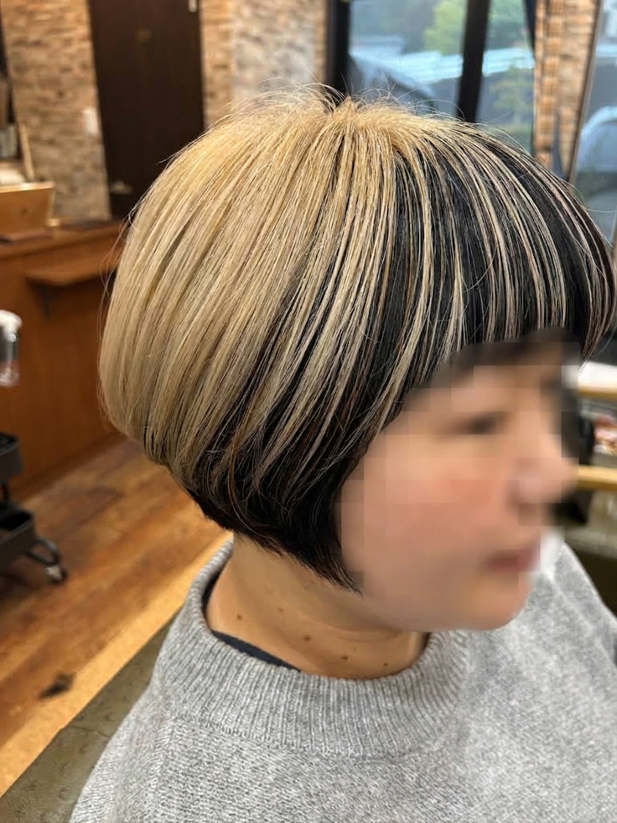 アンブレラカラーの施術例（ボブスタイル）